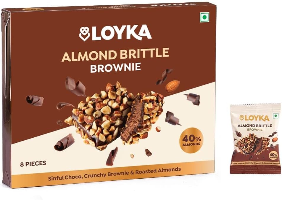 Loyka Almond Brittle Brownie Choco Box - 8 pcs | Premium Chocolate Gift Hamper | Choco & Nut Dryfruit Delicacy