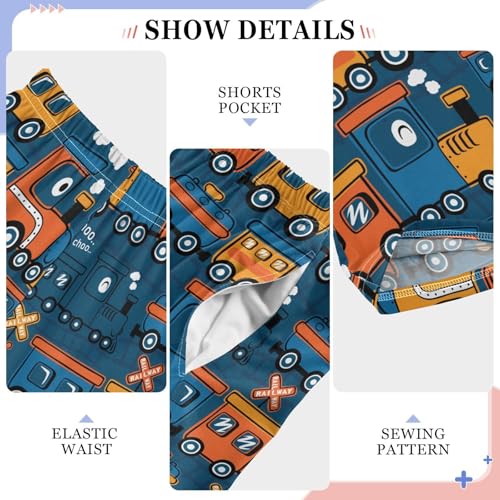 ZZXXB Lovely Train Boys Long Pants Soft Trousers Elastic Waist Kids Lounge Bottoms with Pockets S-XL4