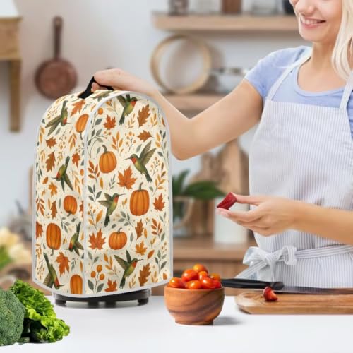 Image of Pumpkin Hummingbird Blender Cover for Kitchen Appliance Dust Cover for Food Processor,Stand Mixer,Coffee Maker,Juicer,Dustproof,Machine Washable Thankgiving Decor Gifts