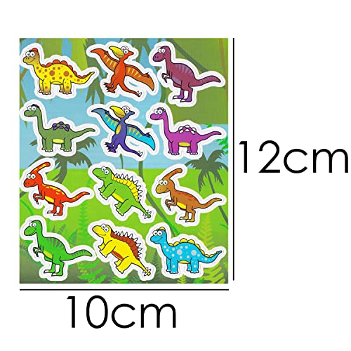 HENBRANDT 12 Sheets of Dinosaur Stickers Ideal for Party Bag Fillers - Party Gifts