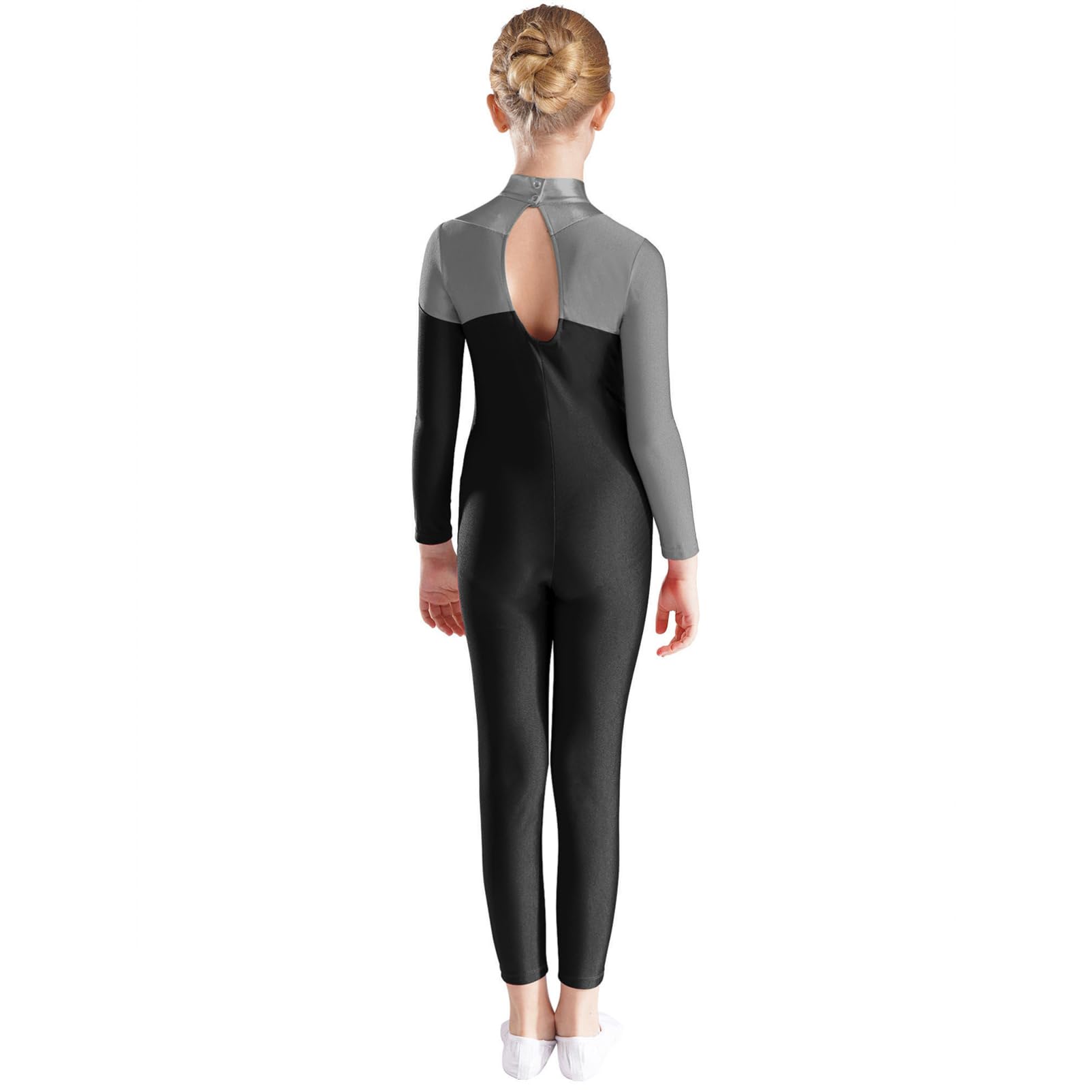 CHICTRY Fille Garçon Combinaison Danse Ballet Justaucorps Gmnastique Académique à Manches Longues Strass Body-Pantalon Danse pour Enfants