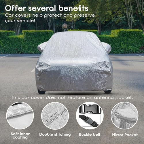 Image of Car Cover for Maruti Suzuki New Alto 800 2015 - Waterproof, Textured Surface, Triple Stitched, Mirror & UV Protection, Dustproof, Fade-Resistant, Without Antenna Pockets - Silver Look