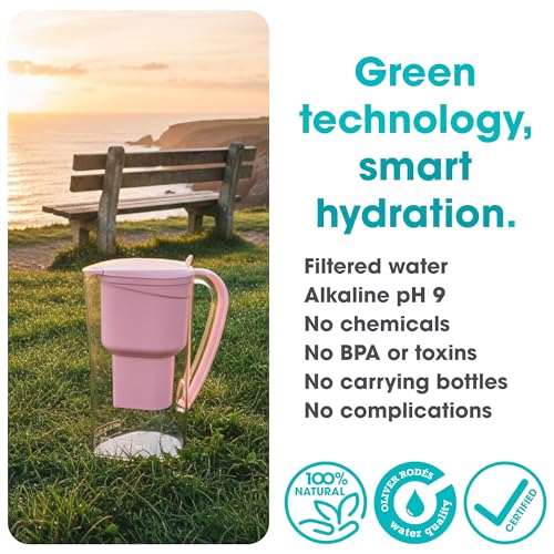 Image of Alkanatur Alkaline Hydrogen Water Filter Pitcher - Removes Fluoride, Chlorine, Microplastics, PFAs, Lead - Activated Coconut Carbon + Clinoptilolite Zeolite, Ionizer, pH 9.5, Adds Magnesium