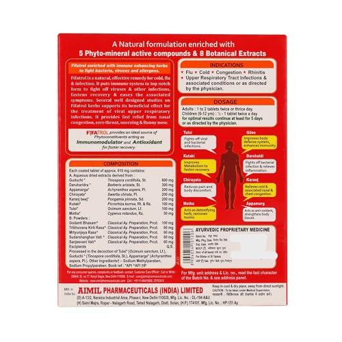 Image of AIMIL Fifatrol Tablets | Extra Strength Anti-Infective Immunity Booster | Multi-Symptom Relief for Cold, Flu, Nasal & Chest Congestion | 30 Tablets (Pack of 3)