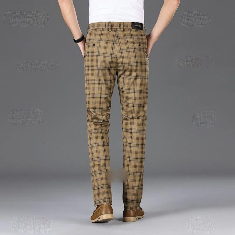 Plaid Pants Men Classic Business Cotton Casual Full Length Formal Long Trousers Male4