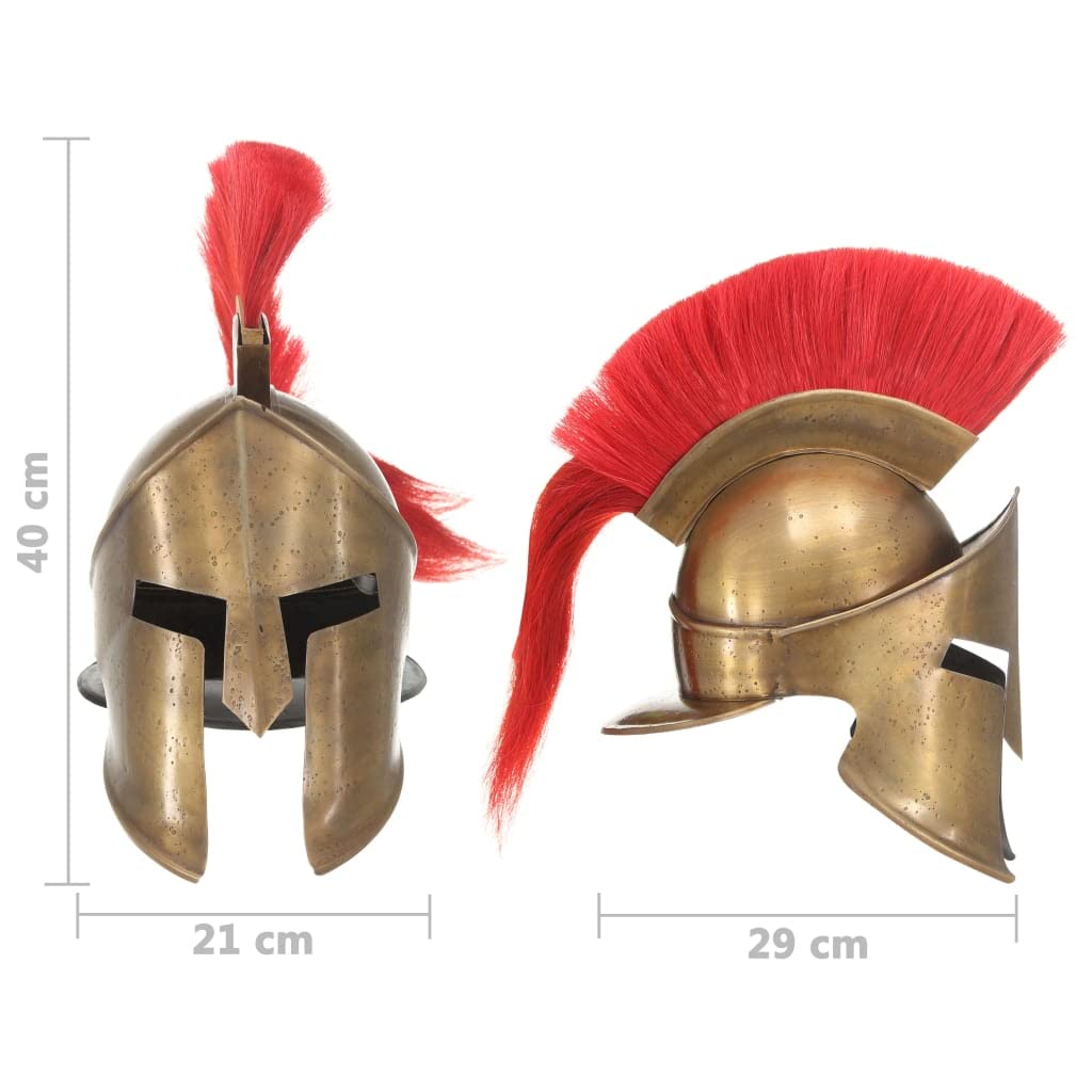 vidaXL Elmo da Cavaliere Medievale Greco LARP Armatura per Guerriero Corazza Protezione Testa Riproduzione Medievale in Acciaio Ottone