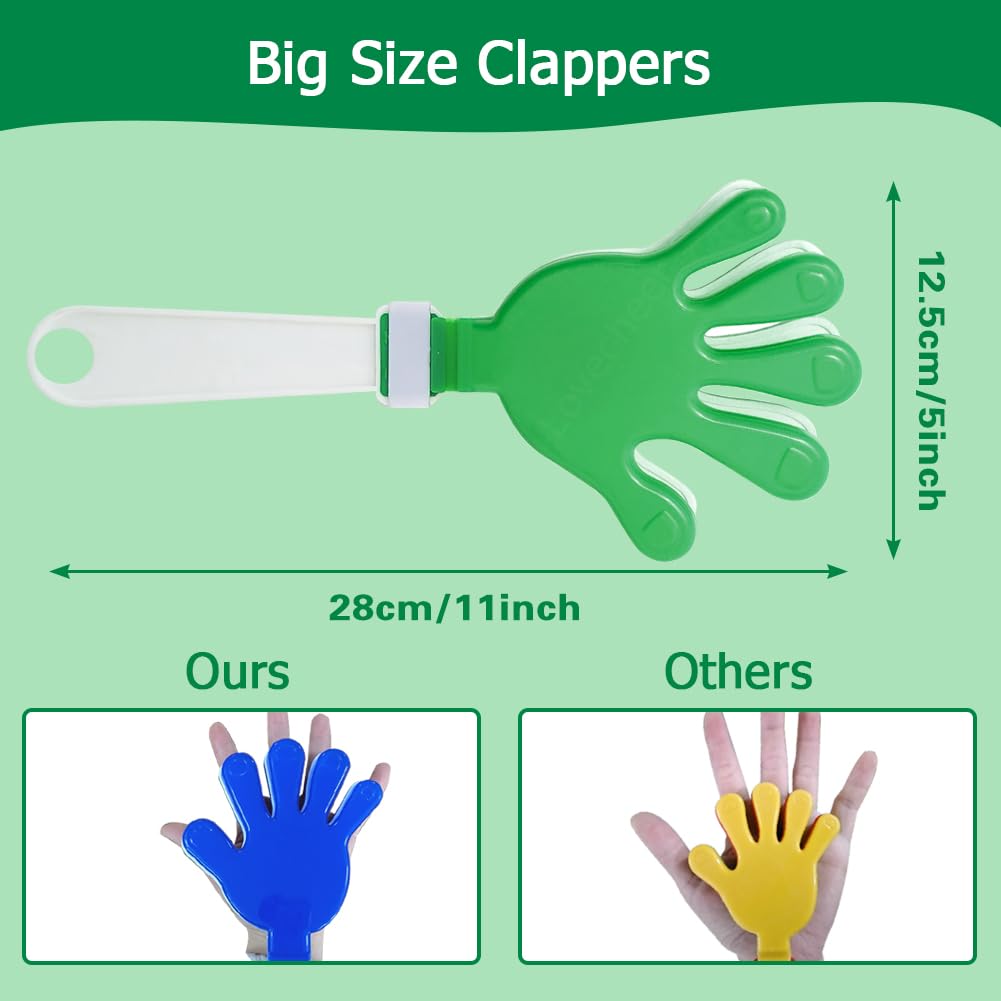 Lovecheer 8PCS Hand Clappers Noisemakers 11 Inch Large Clapper Party Noise Makers Green and White Cheer Sporting Events Basketball Games Cheerleading