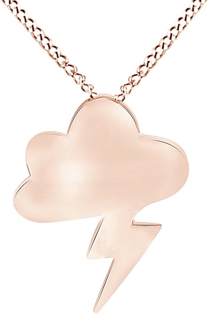 Jewel Zone US 14k Gold Over Sterling Silver Storm Little Cloud Lightning Necklace for Women