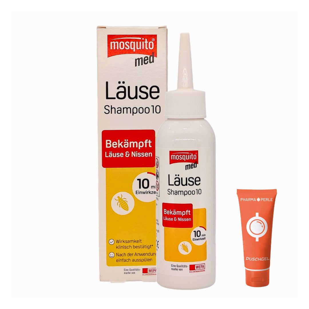 Mosquito med Läuse Shampoo 100ml - Bekämpft Kopfläuse und Nissen I schnell und effektiv I praktische Anwendung I Läusemittel I Läusebehandlung I Spar-Set plus Pharma Perle