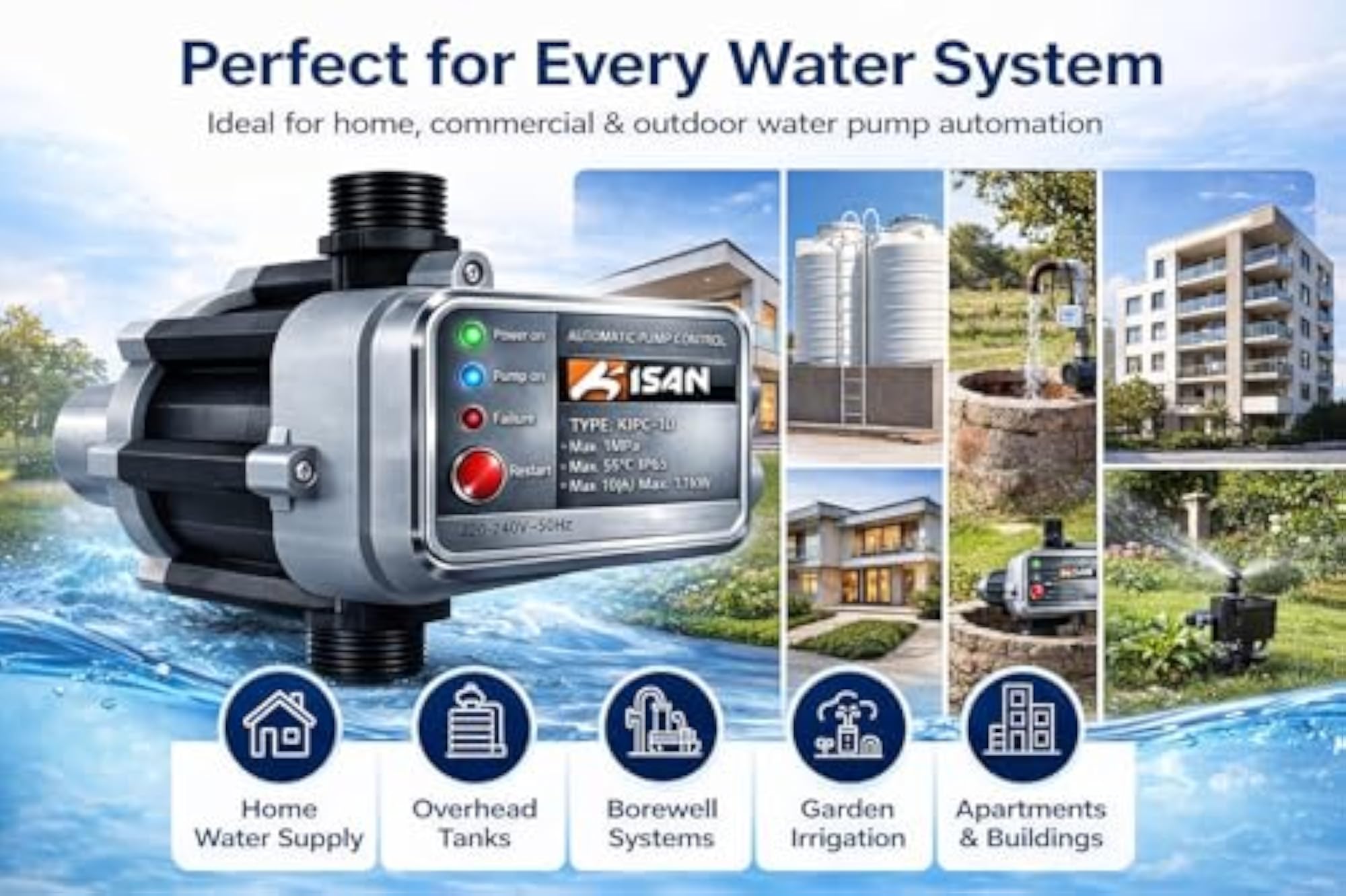 Automatic Pump Controller, 1 HP Water Control Switch