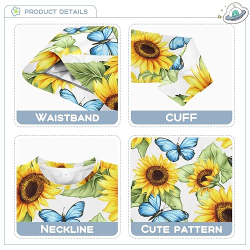 Wudan Sunflowers Blue Butterfly Kids Girls Sweatshirts Hoodies Fleece Kids Hoodies Boys3