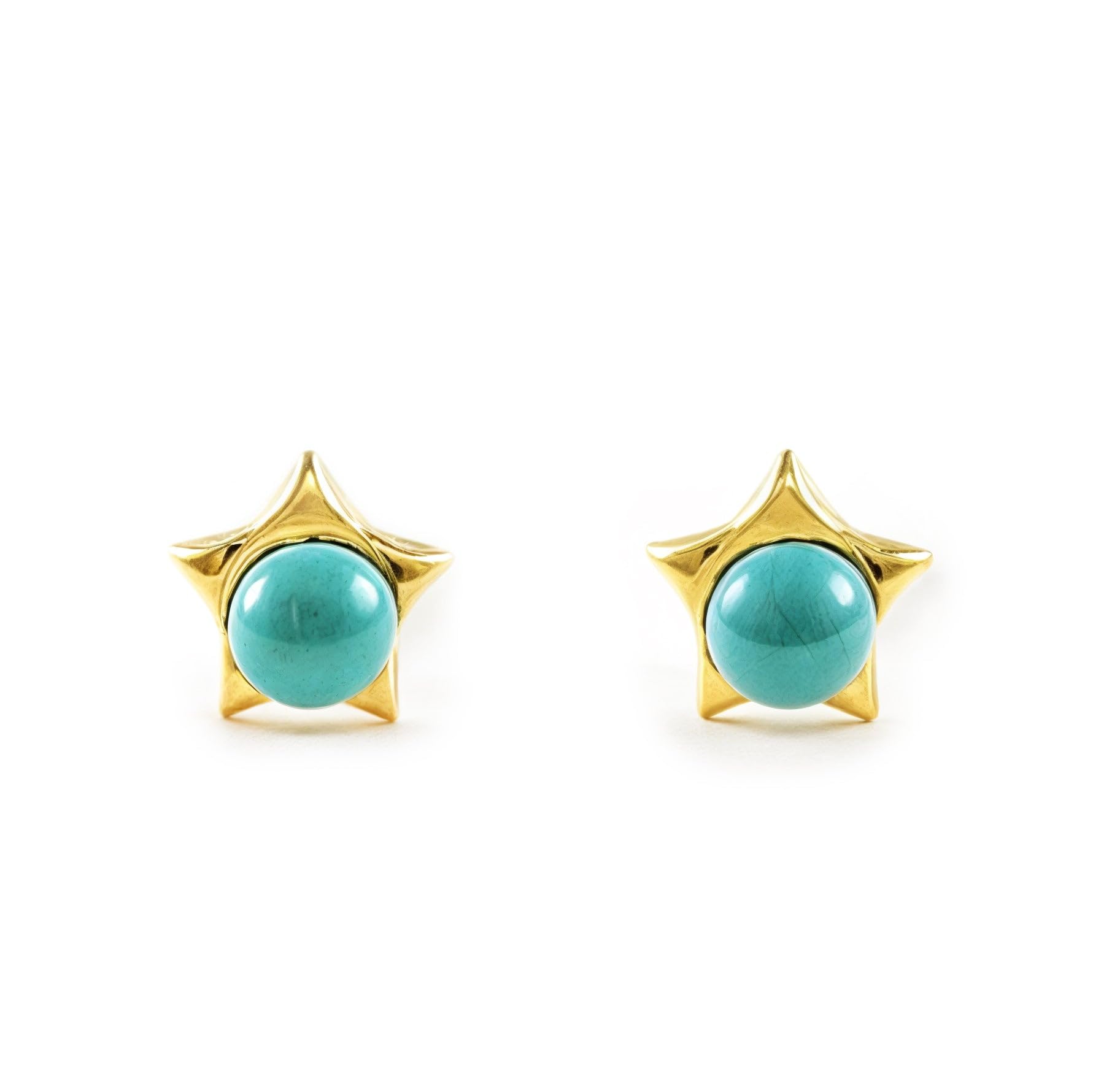 Mondepetit - Orecchini bambini Stella Turchese 2.5 mm Oro Giallo 18K - Scatola Regalo - Certificato di garanzia