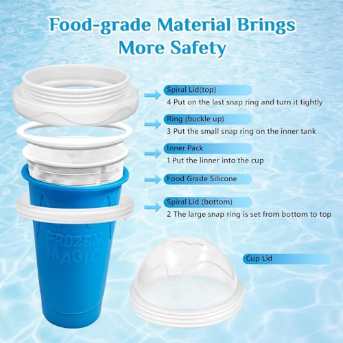 Slushie Cup Slushie Maker Cup Magic Quick Frozen Smoothies Cup, Slushie Machine for Home Squeeze Slushie Cup ,DIY Slushie Maker Cup Gifts (Blau + Gelb, Groß) – Bild 4