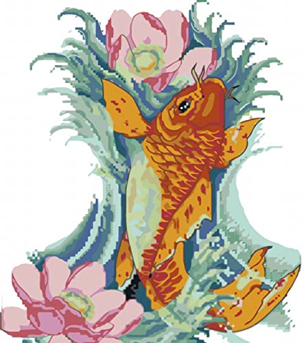 Peinture diamant 5D carpe mosaïque strass point de croix salon 30x40