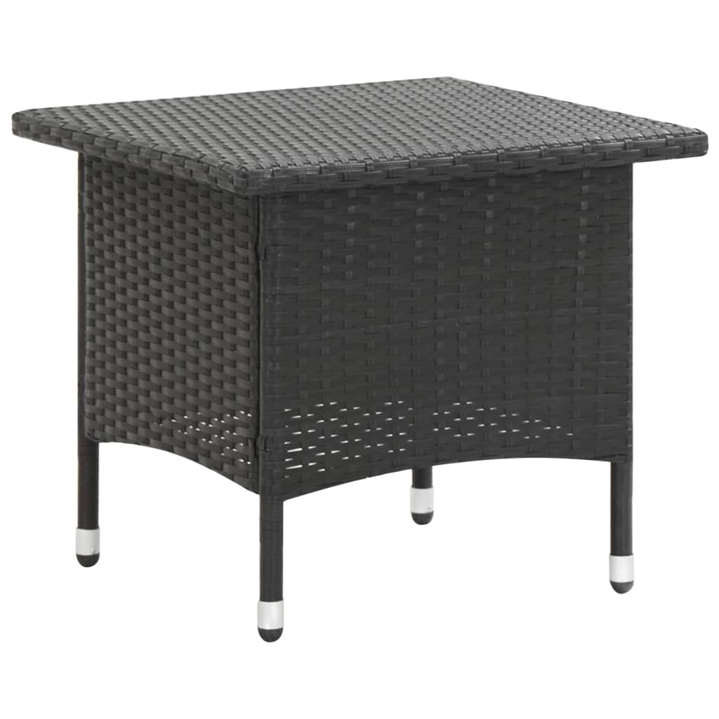 Stolik pomocniczy czarny 50 x 50 x 47 cm polirattanowy | Odporny na warunki atmosferyczne rattan PE, malowana proszkowo rama stalowa, do ogrodu, na taras