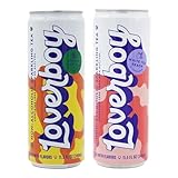 Loverboy Non-Alcoholic Sparkling Variety Pack, Flavored Lemon Ice Tea Or White Tea Peach 24 Pack (11.5oz Slim Cans) - Refreshing Beverage