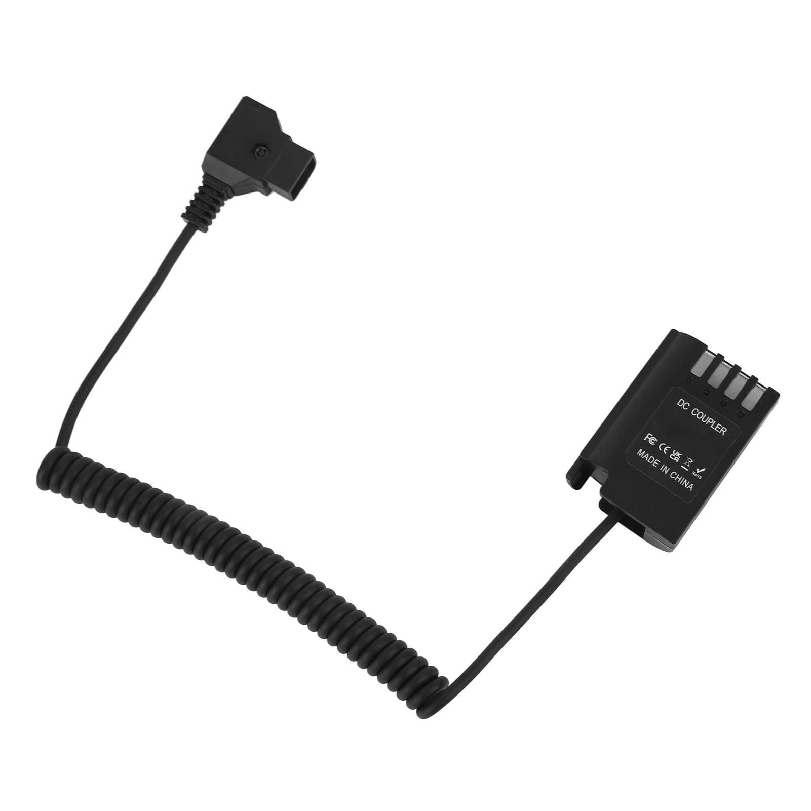 Yunseity D Tap to DMW DCC17 Cable en Espiral Adaptador de Batería Simulada, para Lumix S5 S5K S5GK GH5II GH6 G9 Cámara Digital DMW BLK22 Adaptador de Batería