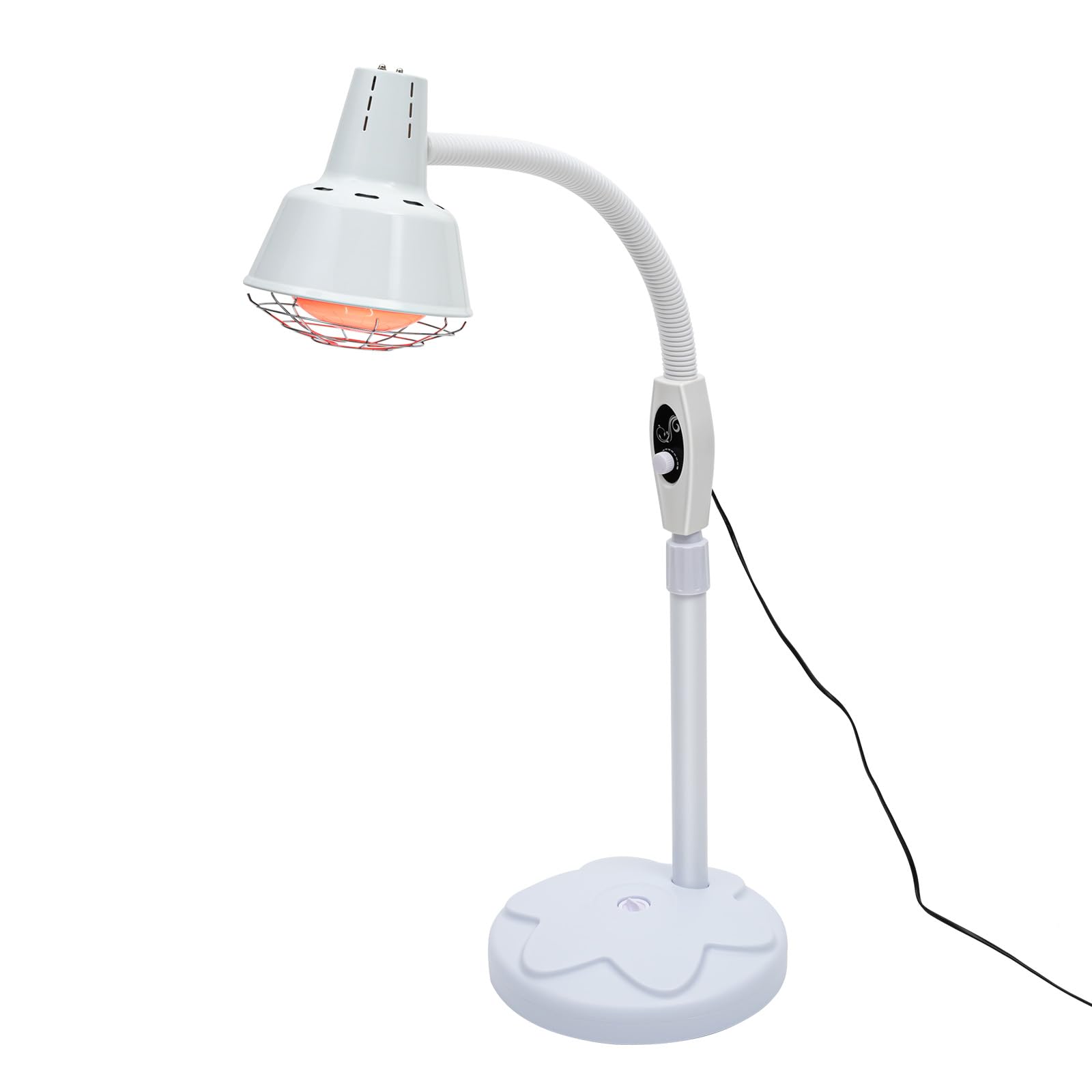 Infrarotlampe, 275W Rotlichtlampe, Wärmelampe temperaturverstellbar mit stabilem Schutzgitter, Rotlichtlampe Gesicht Therapie fur Muskelverspannung Schmerzlinderung