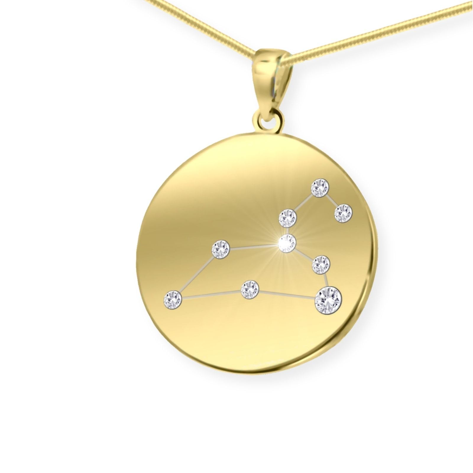 LILLY MARIE Damen Massive Silberkette Vergoldet Silber Gold Beschichtet Sternzeichen-Anhänger Längen-verstellbar Geschenke