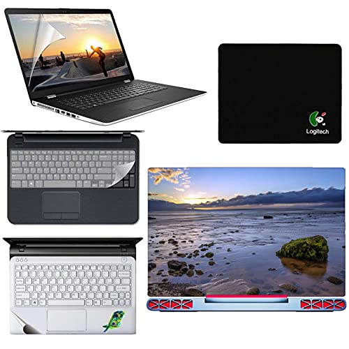 sdm 5in1 Combo, HD, UV Printed, Protected, Bubble Free, Scratchproof, for 15.6 inches on 3M Vinyl with Screen Guard and Key Protector, pelmrest Skin,Mouse-pad Combo Set 214