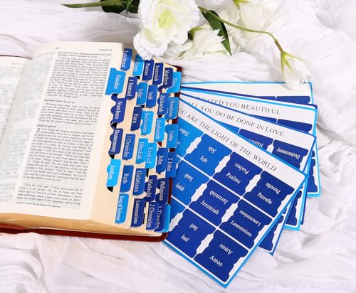 Blue Bible Tabs for Men's Bible Studies & Small Groups, Large Print Tabs Fits NIV/KJV/ESV, Bible Journaling Supplies (66 Bible Tabs Old and New Testament and 24 Blank Custom Tabs) — view 2