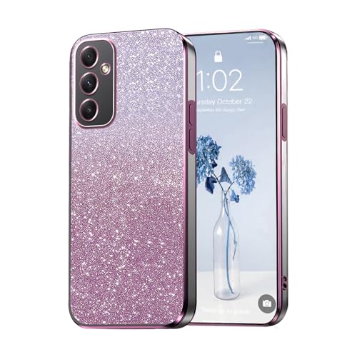 PanXCase Paillettes Coque pour Samsung Galaxy A35 5G - Étui Transparente Glitter Dessin Élégant Souple Ultra Fine Fille Femme Légère Antichoc Housse (Rose)