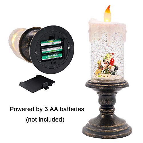 Wondise Christmas Snow Globe With Timer, Battery Operated Swirling Water Glittering Lighted Snow Globe Candlestick Thanksgiving Christmas Decoration(Santa) #TOP5