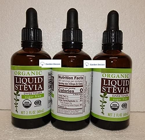 Trader Joe Organic Liquid Stevia Sweetener Sugar Free 2fl oz 60ml (Three Bottles)