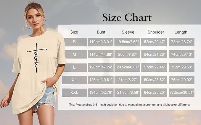 Oversized Christian Tshirts for Women God is Within Her Tops Jesus Faith Shirts Bible Verse Inspirational Graphic Tees - Image 6