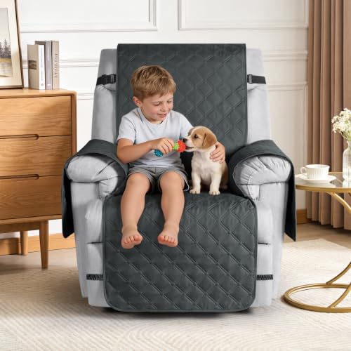 Image of TAOCOCO 100% Waterproof Recliner Chair Covers Reversible 22 inch, Dark Gray