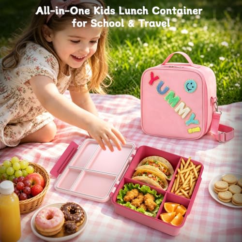 Image of Kids Lunch Box with Lunch Bag Bento (Pink)