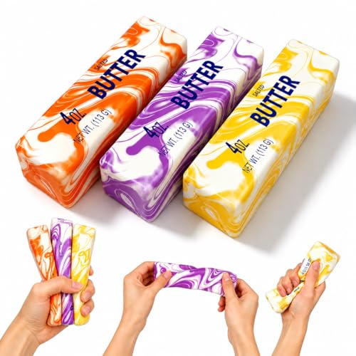 3PCS Butter Toys Rainbow Butter Stick Set Slow Rising Soft Toys PU Butter Stick Toys Office Desk Decor for Adults