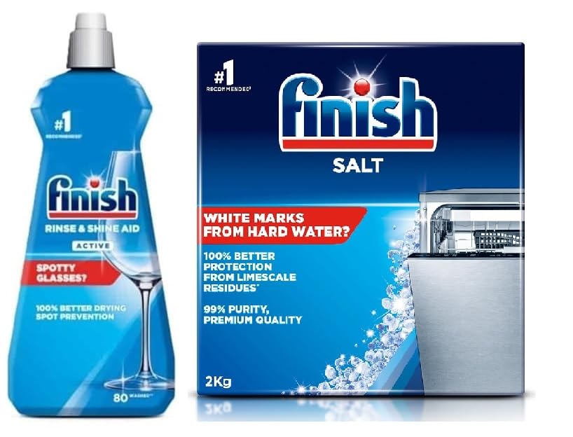 Finish Dishwasher Rinse Aid Shine & Dry - 400 ml & Dishwasher Salt 2 kg Combo (B082HHXZ6W) Amazon Price History, Amazon Price Tracker
