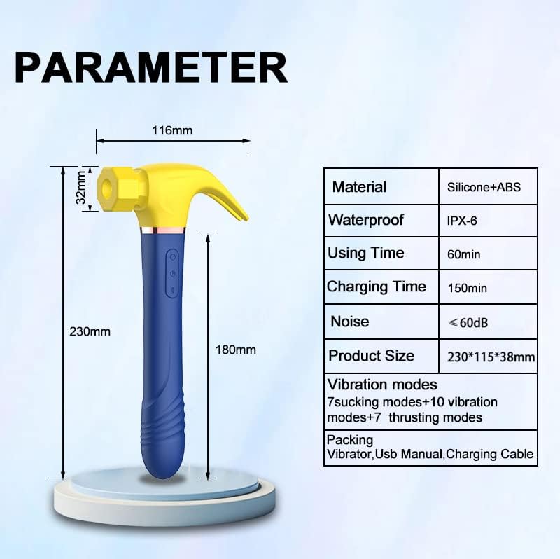 Hammer Vibrator Massager for Woman, Pulsating Anal Dildo Vibrators Waterproof Nipple Vagina Prostate Massagers Rechargable G Spot Clit Stimulation for Couples—Pink Blue