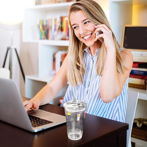 Image of KHOLAD Cartoon Creative Pattern Juice Drinking Glass Tumbler Coffee Mug & Milk Cup with Silicone Straw & Lid 400ml, Multipurpose Measuring Mug /Cup, Travel Sipper Bottle Pack of 1 (Printed)