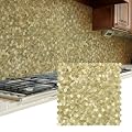 STICKGOO Peel and Stick Backsplash Tiles, Stick on Mosaic Self Adhesive Tiles, 3D Hexagon Backsplash for Kitchen Bathroom Fireplace Vanity (8PCS, Gold)