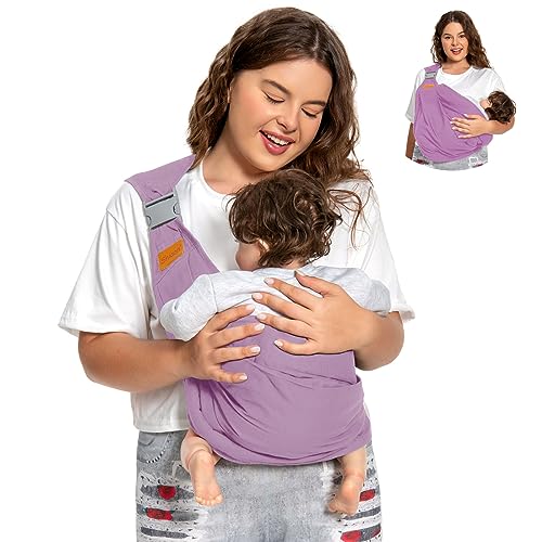 Image of Shiaon Baby Sling Carrier, Baby Carrier Newborn to Toddler(7-45lbs), Toddler Carrier with Safety Buckle, One Shoulder Adjustable Shoulder Strap, One Size Fits All, Purple