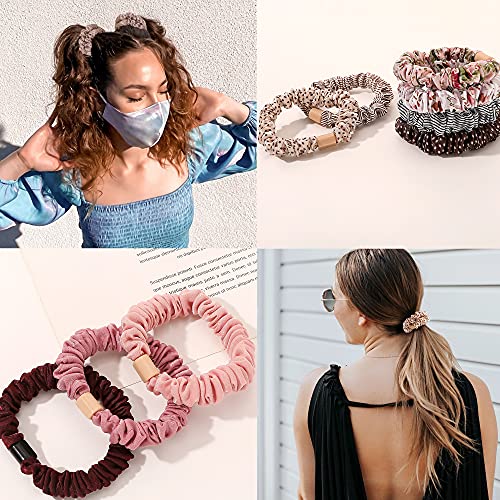 Image of Silk Hair Ties Satin Scrunchies - Small Mini Scrunchy for Women Thick Hair Accessories Cute Soft No Slip Hair Elastics Ponytail Holder for Curly Hair No Damage Hairties Gift for Girl