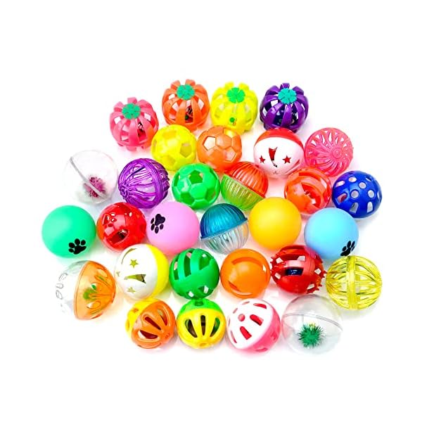 Chiwava Plastikglocke Katzenball Katzen Kätzchen Verfolgung Spielzeug Größe 1,6 "~ 1,8" 8 Arten sortierte Farbe – Bild 7