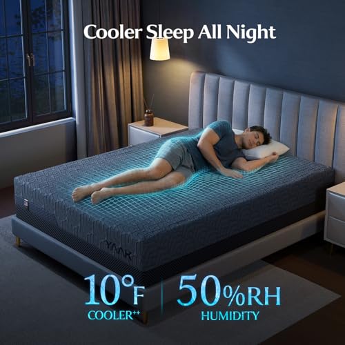 Image of Yaak 14 Inch King Size Memory Foam Mattress, Cooling Gel Made in USA, Grey | Medium firm, back pain relief, motion isolation, breathable, CertiPUR-US, Oeko-Tex, fiberglass free