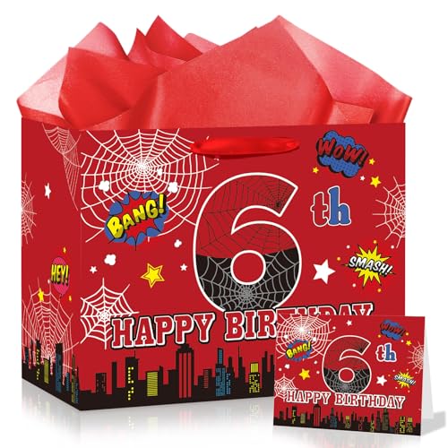 Wayyogh Spider 6th Birthday Gift Bag for Boys