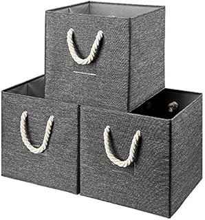 HSDT Gray Foldable Polyester Fabric Storage Bins Cube Organizers,13x13x13inch,for Organizing The Clutter In The Home or Office,Set of 3,Q-ST-54-3