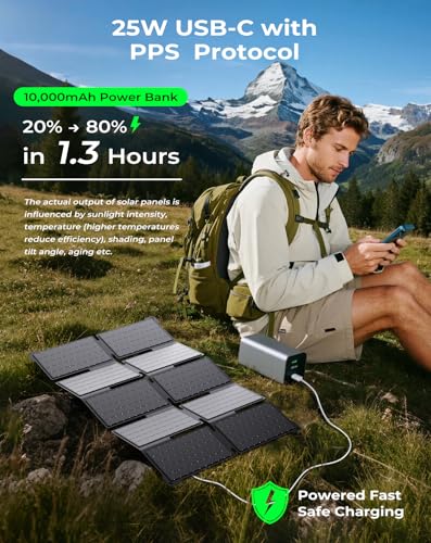 Image of BigBlue Portable 35W Solar Panel Charger with Fast Charging USB-A and PD 25W USB-C for Camping Backpacking, 1.54 lbs, IP68 Waterproof, Folding Solar Phone Charger for iPhone /Android, iPad, Power Bank
