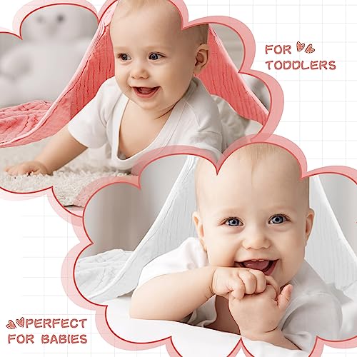 Image of Whaline 2 Pack Muslin Cotton Hooded Baby Bath Towel with Hat 32 x 32 Inch Large White Pink Soft Baby Towel Blanket for Babies Newborn Gift Baby Shower Supplies
