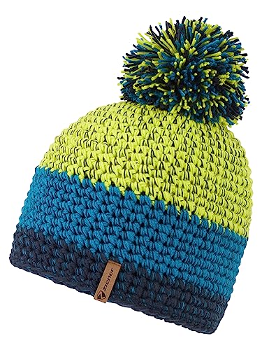 Ziener Kinder Bommel-Mütze IKEN - Warme Strickmütze Mit Fleece-Futter & Reflektoren