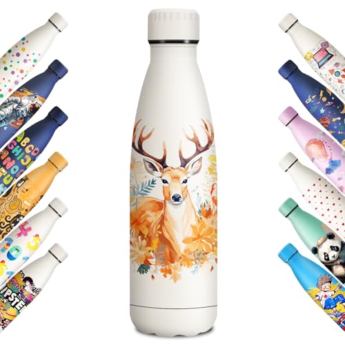 KollyKolla Edelstahl Trinkflasche 500ml, 3D-Druck Trinkflasche,...