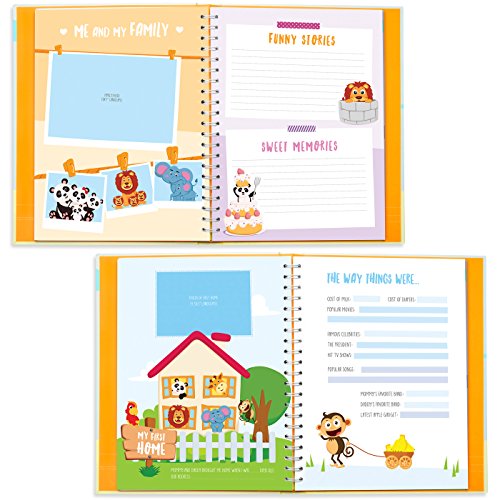 Kiddosart Baby Memory Book. Keepsake Journal, Scrapbook, Photo Album. Record Your Girl Or Boy Memories And Milestones Of The First 5 Years On 72 Beautiful Pages. 12 Monthly Stickers Included. #TOP5