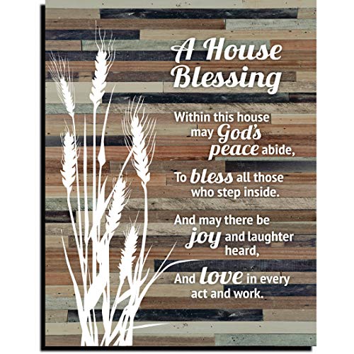 House Blessing Rustic Wood Plaque - Keyhole for Hanging Made