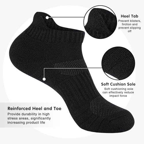 Mens 100% Cotton Ankel Socks, Athletic Cushioned Performance Running Moisture Wicking Breathable socks4