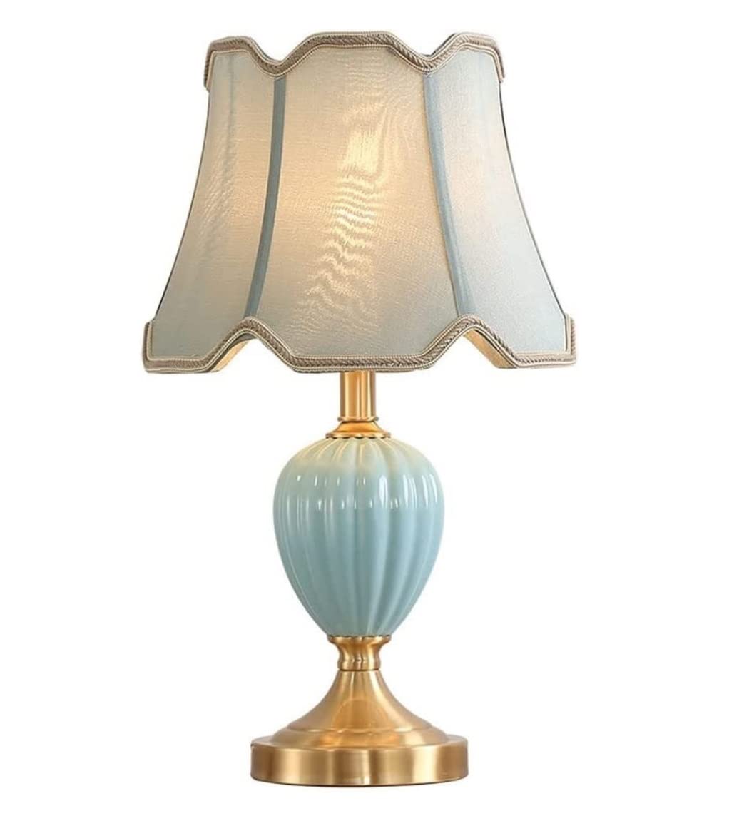asdchZen Desk Lamps For Reading Modern Ceramic Table Lamp With Palace Lampshade Brass Base Bedroom Nightstand Bedside Lamp For Living Room Home Lamps For Living Room